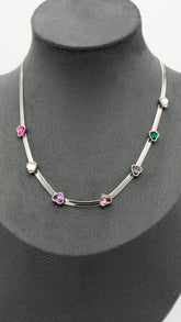 Silver Tinted Hearts Necklace